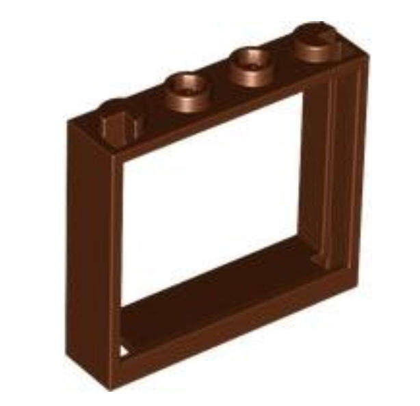 LEGO Parts Window 1 x 4 x 3 - No Shutter Tabs ~ {Reddish Brown}