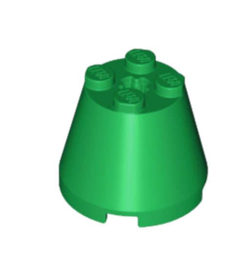 LEGO  Cone 3 x 3 x 2 with Axle Hole ~ {Green}