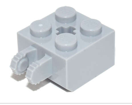 LEGO Parts Hinge Brick 2 x 2 Locking with 2 Fingers Vertical End and Axle Hole ~ {Light Bluish Grey}