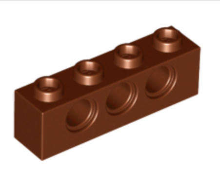 LEGO Technic, Brick 1 x 4 with Holes ~ {Reddish Brown}