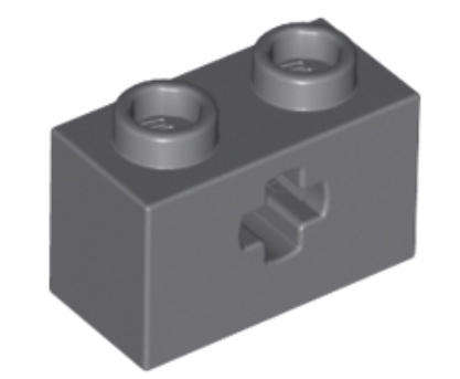 LEGO Technic, Brick 1 x 2 with Axle Hole ~ {Dark Bluish Grey}