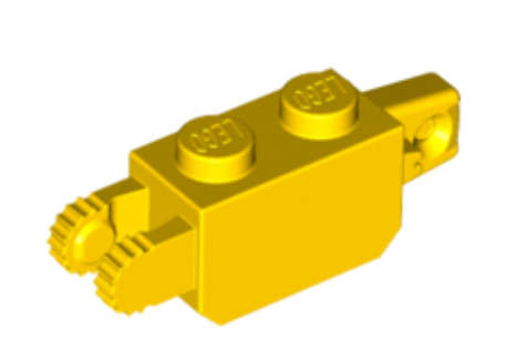 LEGO Parts Hinge Brick 1 x 2 Locking with 1 Finger Vertical End and 2 Fingers Vertical End ~{Yellow}