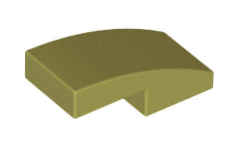 LEGO Parts Slope, Curved 2 x 1 x 2/3 ~ {Olive Green}
