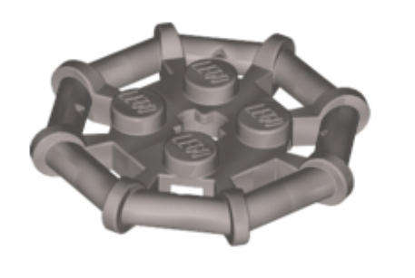 LEGO Plate, Modified 2 x 2 with Bar Frame Octagonal, Reinforced, Completely Round Studs ~ {Flat Silv