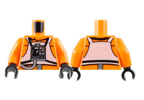 LEGO Torso SW Rebel Pilot with Printed Back Pattern / Orange Arms / Black Hands ~ {Orange}