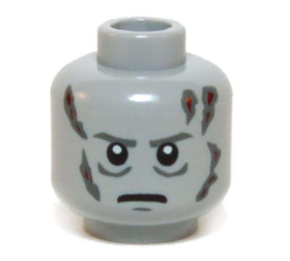LEGO Star Wars Darth Vader, Head Dark Bluish Gray Eyebrows, Creases Under Eyes, Chin Dimples