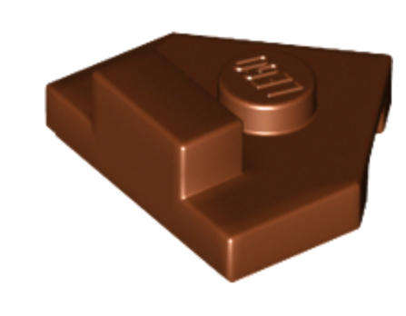 LEGO Wedge, Plate 2 x 2 Pentagonal with Center Stud and 1 x 1/2 Raised Tab on Top ~ {Reddish Brown}