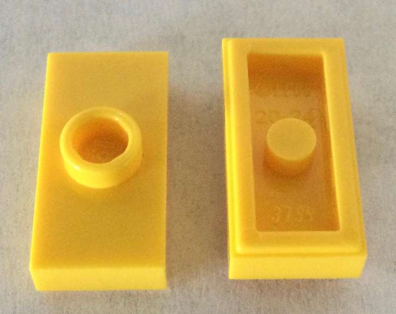 LEGO Plate, Modified 1 x 2 with 1 Stud without Groove (Jumper) ~ {Yellow}