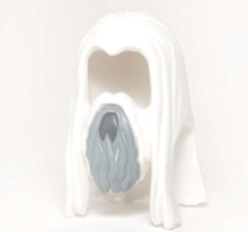 LEGO Minifigure Hair Long Straight with Center Part and Beard with Light Bluish Gray and Dark Bluish