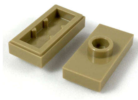 LEGO Plate, Modified 1 x 2 with 1 Stud with Groove and Bottom Stud Holder (Jumper) ~ {Dark Tan}