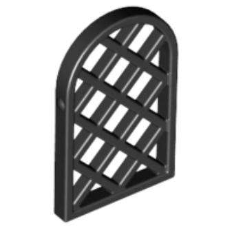 LEGO Parts Pane for Window 1 x 2 x 2 2/3 Lattice Diamond with Rounded Top ~ {Black}