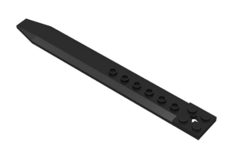 LEGO Plate Modified 2 x 16 with Angled Side Extensions and Axle Hole (Rotor Blade) ~ Black