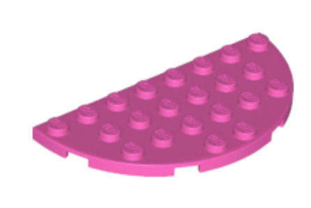 LEGO Parts Plate, Round Half 4 x 8 ~ {Dark Pink}