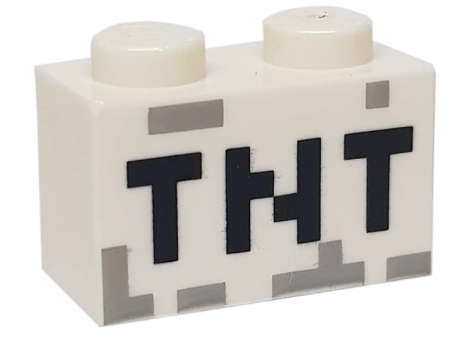 LEGO Parts  Brick 1 x 2 with Black 'TNT' Pixelated Pattern