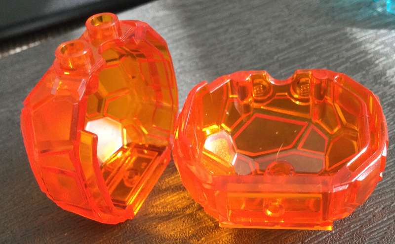 LEGO Rock Boulder, Vertical Half ~ {Trans~Orange}