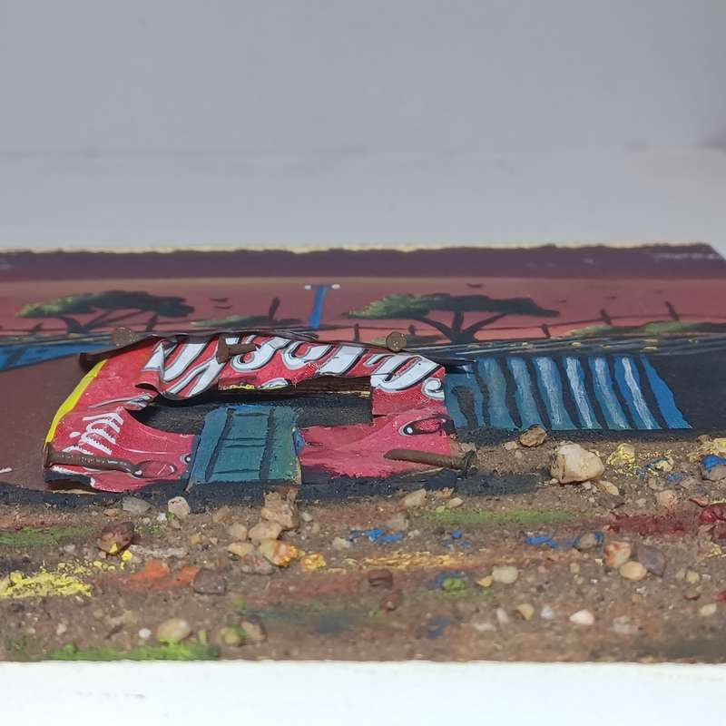 South African Townships 3D small Painting. With Recycled tins ( 30.6cm x 20.5cm)