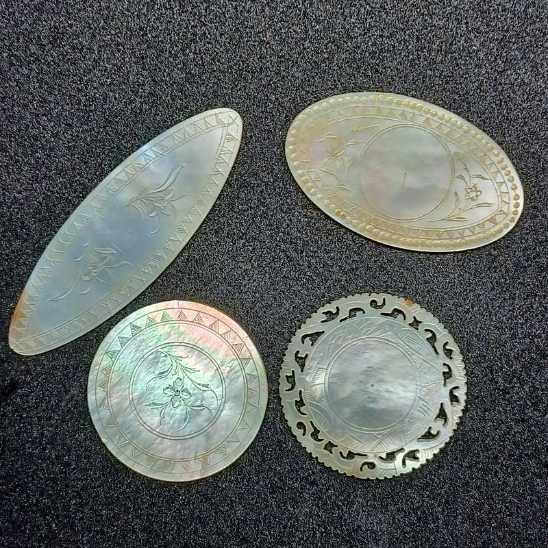 Antique Chinese Mother Of Pearl Gaming Counters chips set of 4
