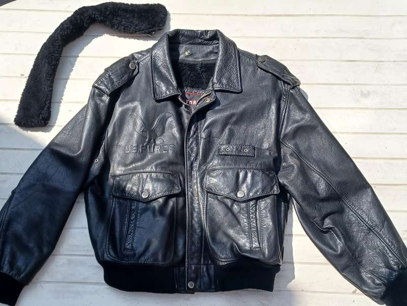 Vintage Men's Genuine Leather Jacket Aviator US FORCE / Size 52