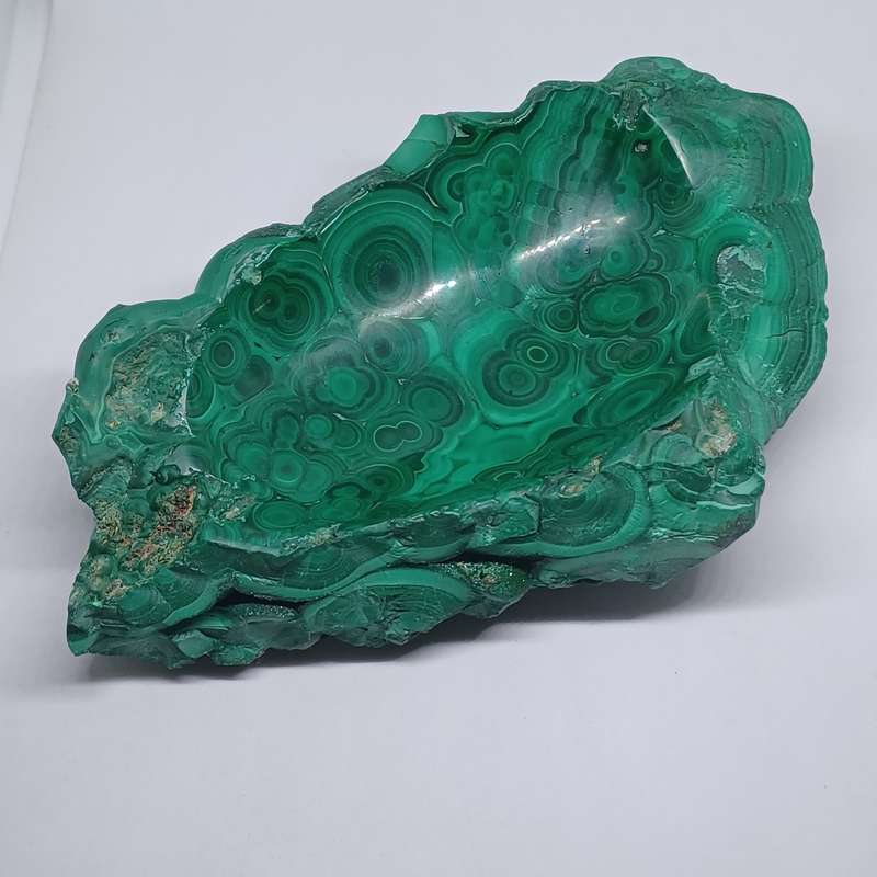 Large Malachite  Vide Poche Trinket Dish with Green Swirl Details (18.5cm x 1ccm x 5.5cm)