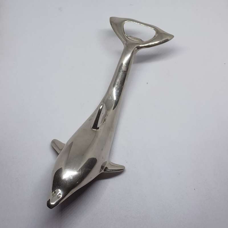 Vintage chrome dolphin bottle opener