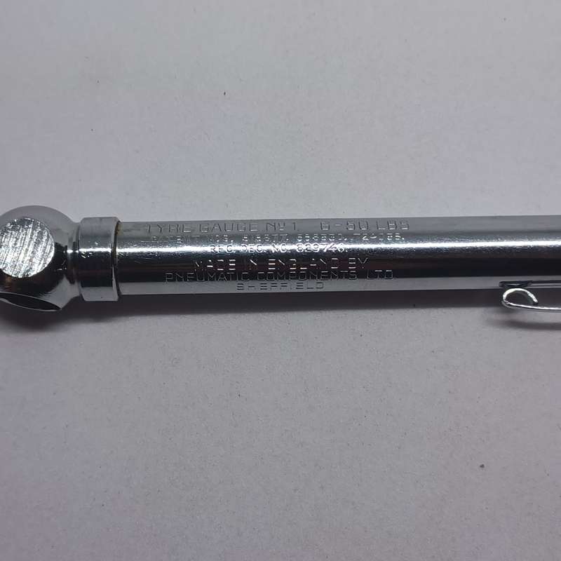 Vintage PCL Tyre Pressure Gauge Made in England by Pneumatic Components ltd (#1-  6-50lbs)