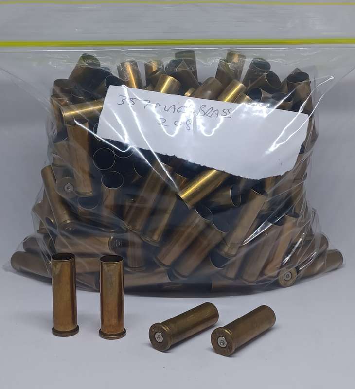 357 Magnum used  Brass shell casings x208 units and 357 Magnum used empty nickel shell casings x190