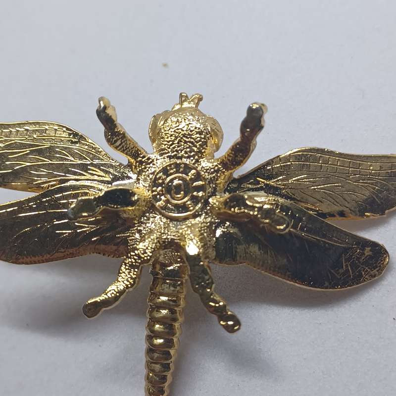 Vintage EXQUISITE 24K gold-plated Dragonfly (5.7 x 3.7 cm) and a Squirrel (5.3 x 3 with crystal ball