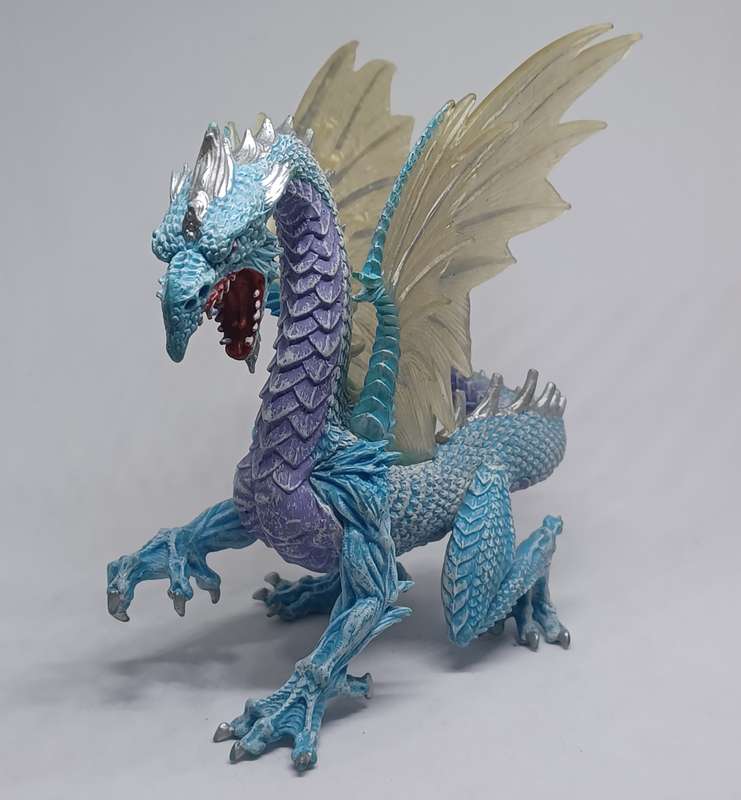 2010 Safari Ltd ICE DRAGON Figure Blue Purple Silver Fantasy 5" Dragon Figurine