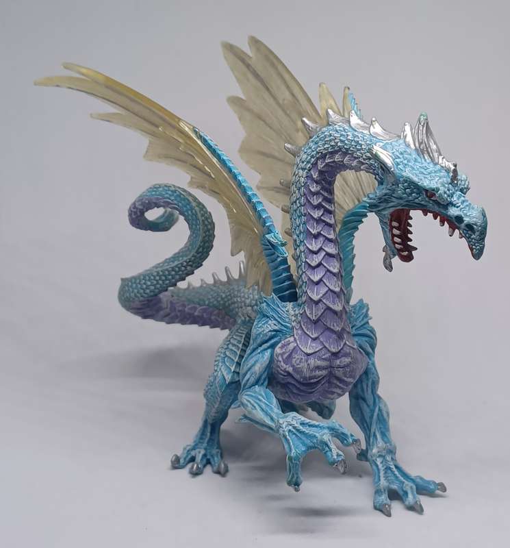 2010 Safari Ltd ICE DRAGON Figure Blue Purple Silver Fantasy 5" Dragon Figurine