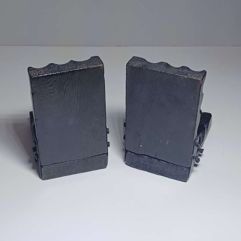 Vintage Handcarved Wood Cannon Bookends  Rustic Decor (15cm x 13cm x8.5cm)