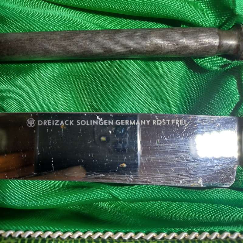 Vintage DREIZACK SOLINGEN GERMANY ROSTFREI Stag Handle Carving Set With Box