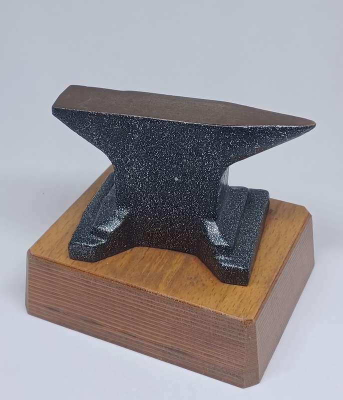 Vintage Cast Iron Mini Anvil on wood base (11cmx10cm)