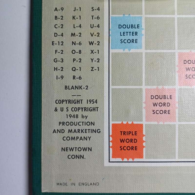 Vintage Scrabble Edition J W Spear & Sons Ltd England UK 1954 published / complete