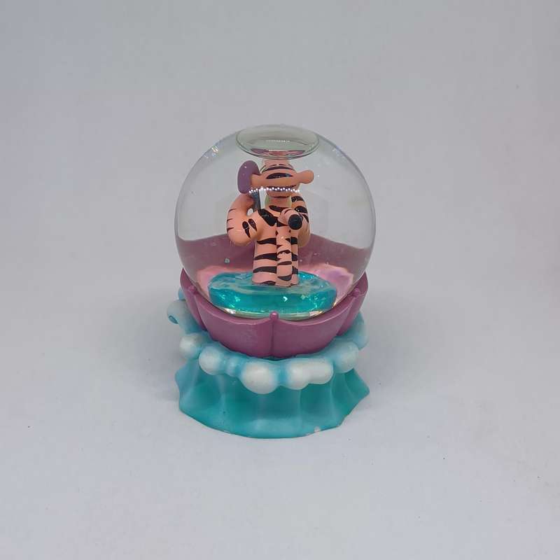 Vintage Disney Winnie the Pooh Mini Snow Globe featuring Tigger with an umbrella