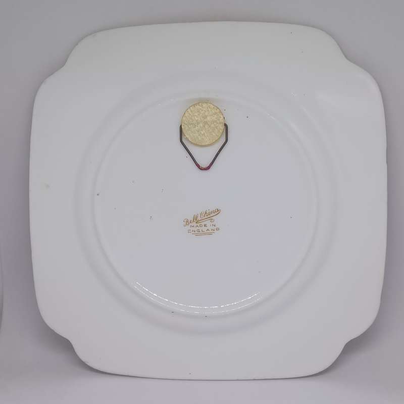 Vintage Art Deco china side plate 'Bell China' made in England with wall mount