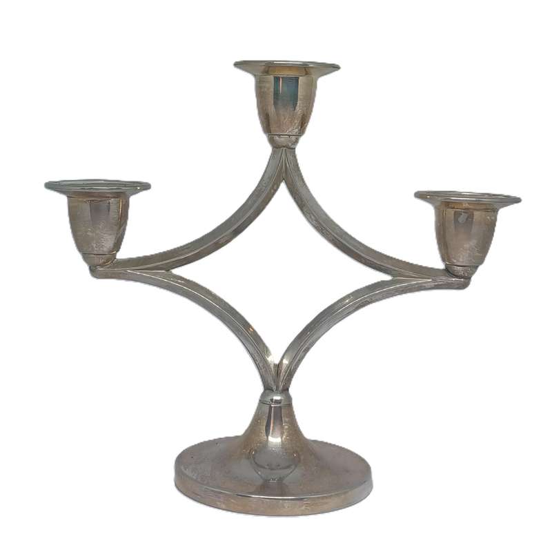 Vintage Silver Plated Lanthe of England 3-Branch Candlestick Holder