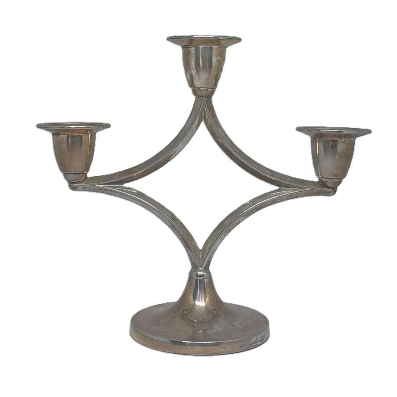 Vintage Silver Plated Lanthe of England 3-Branch Candlestick Holder
