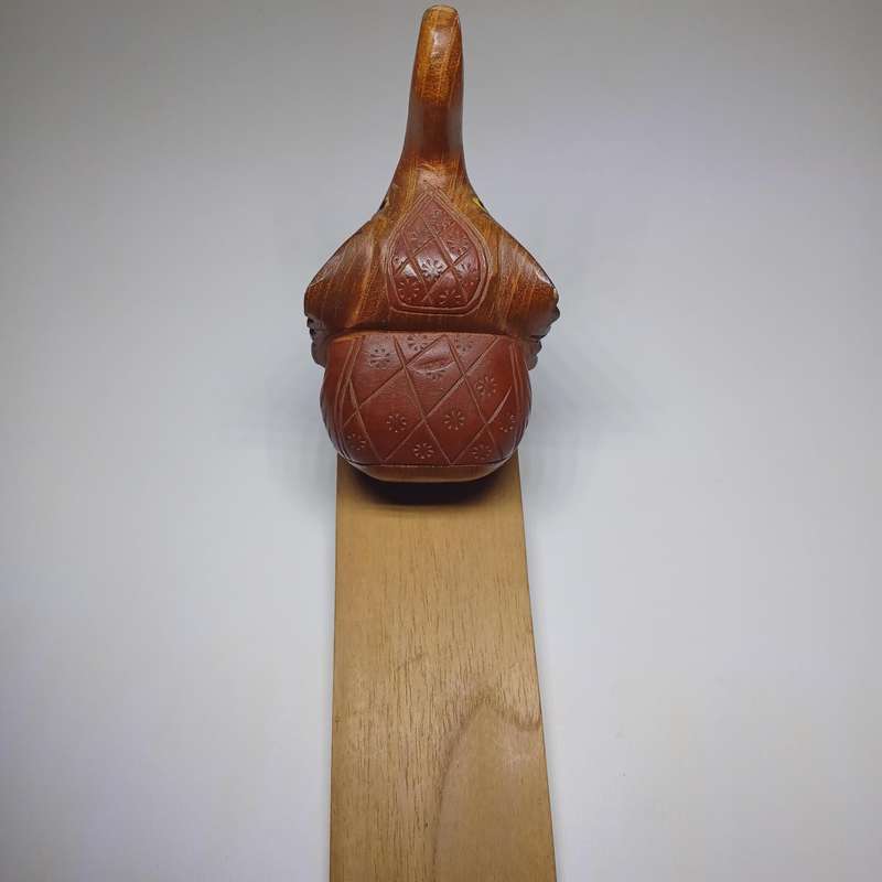Vintage Hand Carved Wooden Baby Elephant South Asian door stop