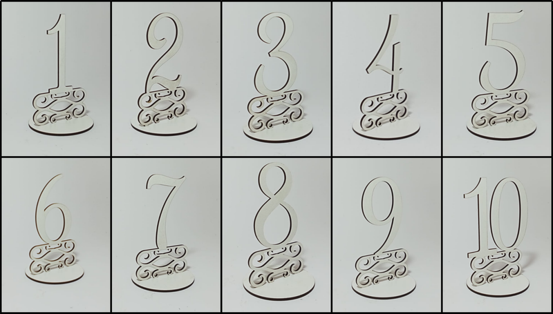 White Table Numbers 1-10