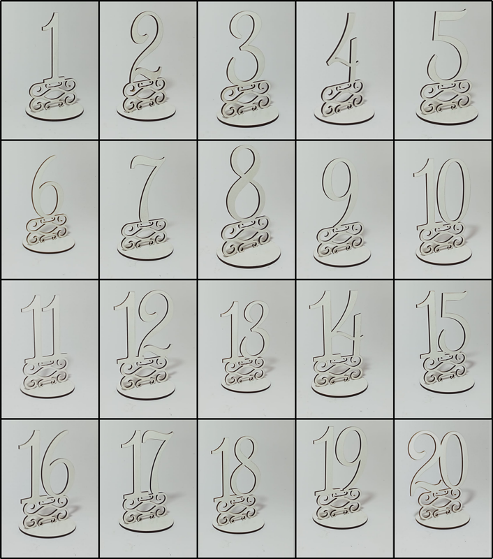 White Table Numbers 1-20