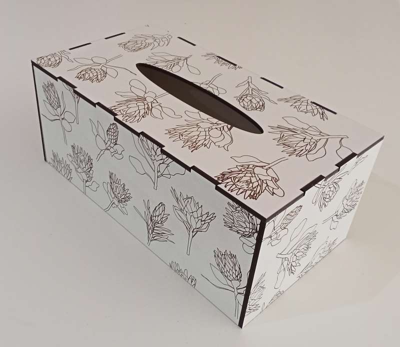 Tissue Box with Protea engraving