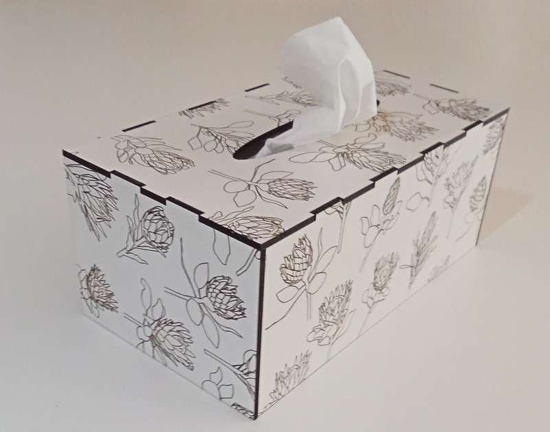 Tissue Box with Protea engraving