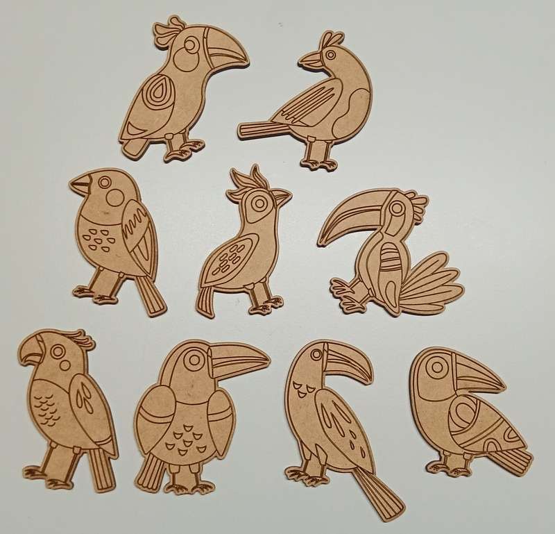 Cut Out Shapes with engraving Set - Birds