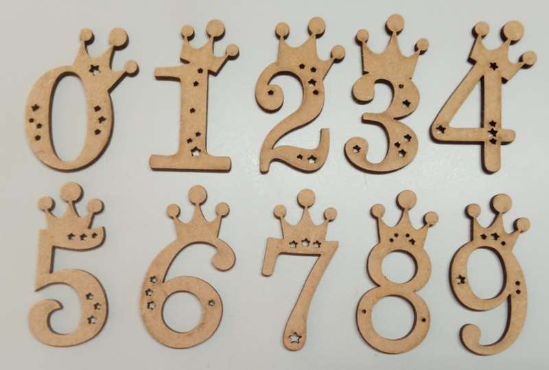 Cut Out Shapes Set - 5-6 cm high Crown Numbers - 0 - 9