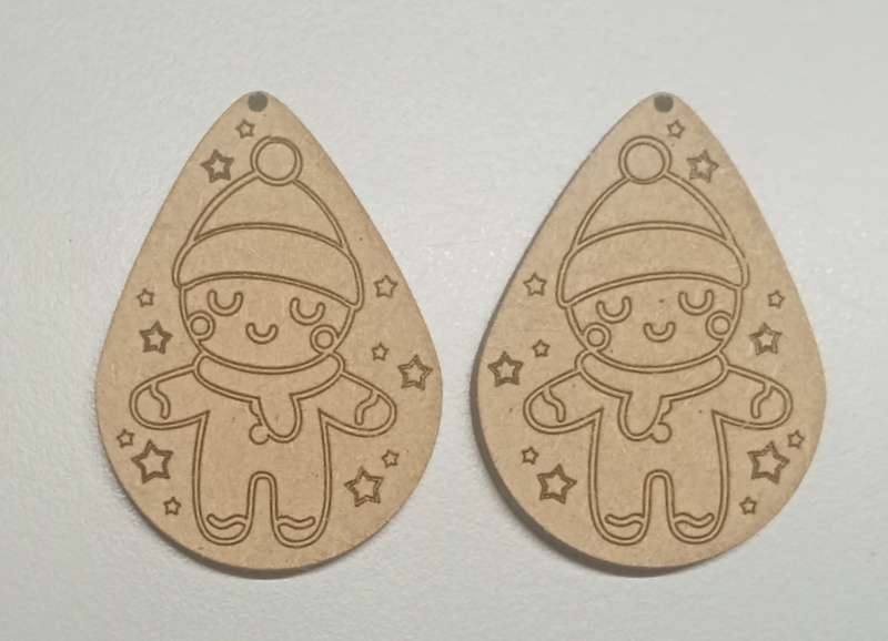 Teardrop shaped, engraved christmas themed earring blanks (pair)