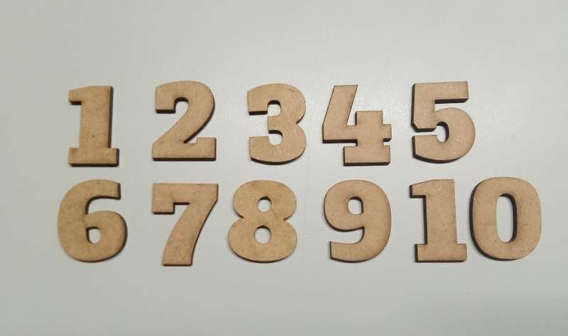 Cut Out Shape Set - 2.9 cm high Numbers - 1 - 10