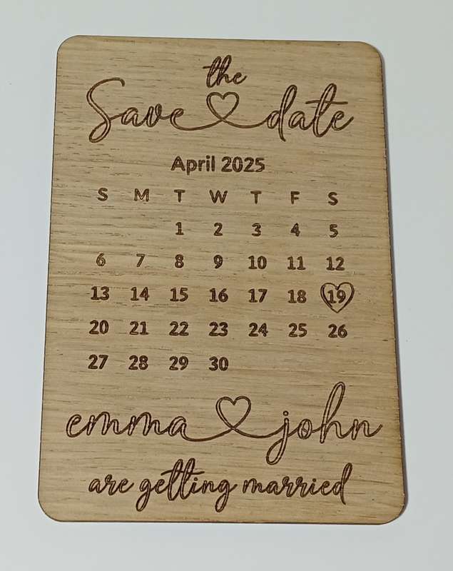 Personalised Wooden Wedding Save the date fridge magnet