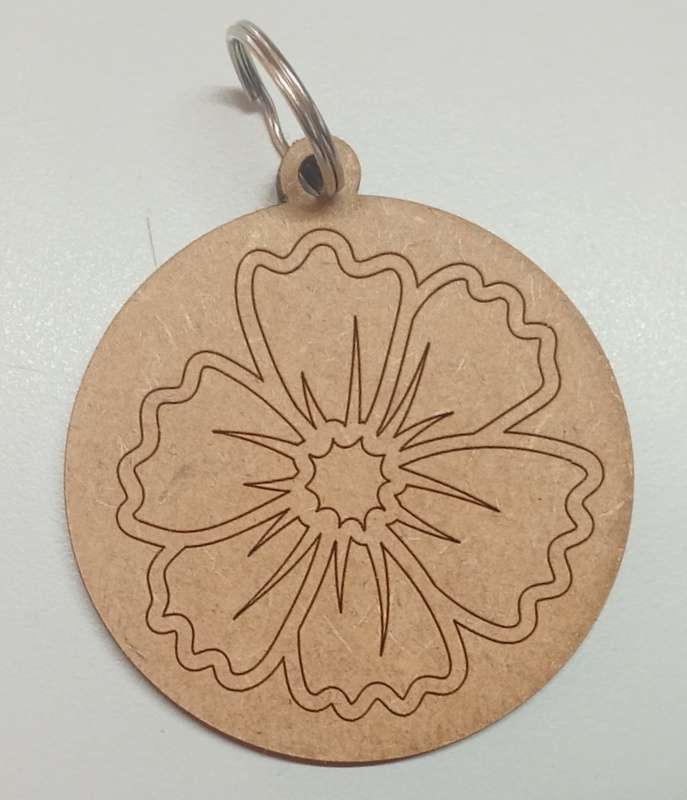 Cut Out Shape - flower Keychain including a 20mm ring