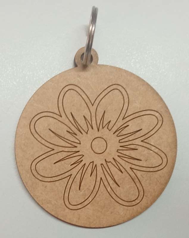 Cut Out Shape - flower Keychain including a 20mm ring