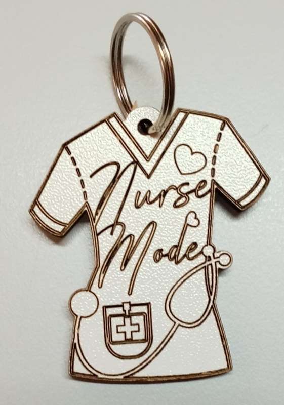 Keychain (white) with one 20mm ring -  Nurse Mode